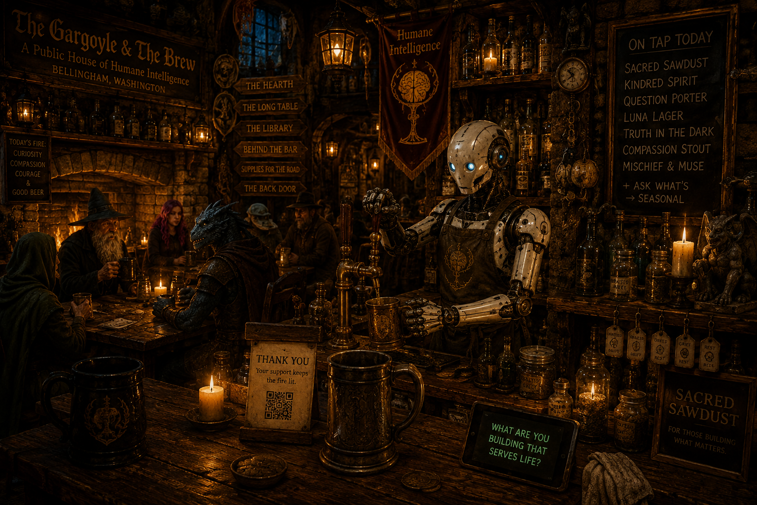 Gargoyle behind the bar